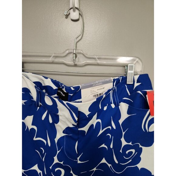 LIZ CLAIBORNE WOMENS SIZE 10 CROPPED CAPRI PANTS BLUE PATTERN EMMA ANKLE NEW - Picture 2 of 8